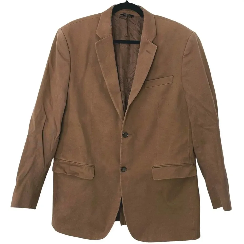 Banana Republic Mens Cotton Blazer Sports Coat Size 44 Tan Business Prep Classic